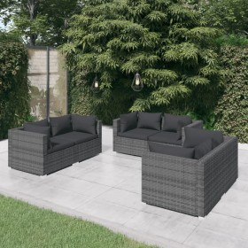 Set de muebles de jardín 6 pzas y cojines ratán sintético gris en Conjuntos de jardín | Comprar online en Foru.es