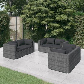 Set de muebles de jardín 6 pzas y cojines ratán sintético gris en Conjuntos de jardín | Comprar online en Foru.es