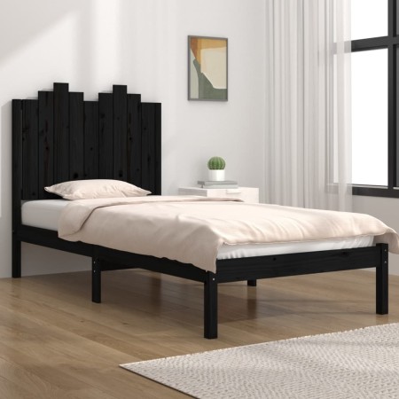 Estructura de cama madera maciza de pino negro 75x190 cm de vidaXL, Camas y somieres - Ref: Foro24-3103742, Precio: 120,30 €,...