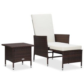 Set de muebles de jardín 2 piezas con cojines ratán PE marrón en Conjuntos de jardín | Comprar online en Foru.es