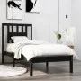 Black single solid wood bed frame 75x190 cm by vidaXL, Beds and slatted bases - Ref: Foro24-3104027, Price: 113,09 €, Discoun...