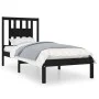 Black single solid wood bed frame 75x190 cm by vidaXL, Beds and slatted bases - Ref: Foro24-3104027, Price: 113,09 €, Discoun...