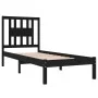 Black single solid wood bed frame 75x190 cm by vidaXL, Beds and slatted bases - Ref: Foro24-3104027, Price: 113,09 €, Discoun...