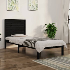 Estructura de cama madera maciza individual negra 75x190 cm de vidaXL, Camas y somieres - Ref: Foro24-3104572, Precio: 128,28...