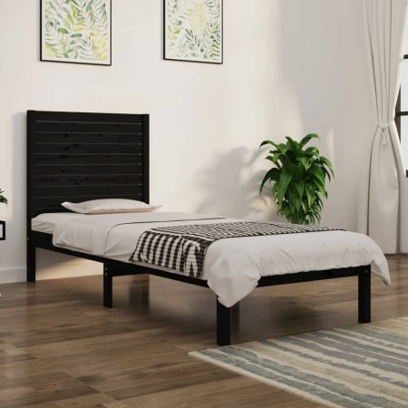 Estructura de cama madera maciza individual negra 75x190 cm de vidaXL, Camas y somieres - Ref: Foro24-3104572, Precio: 128,28...