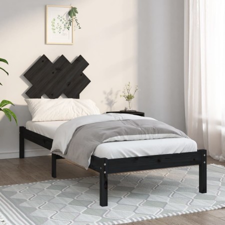 Estructura cama madera maciza individual negro 75x190 cm de vidaXL, Camas y somieres - Ref: Foro24-3104832, Precio: 107,39 €,...