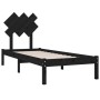 Estructura cama madera maciza individual negro 75x190 cm de vidaXL, Camas y somieres - Ref: Foro24-3104832, Precio: 107,39 €,...
