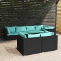 Set de muebles de jardín y cojines 7 pzas ratán sintético negro en Conjuntos de jardín | Comprar online en Foru.es