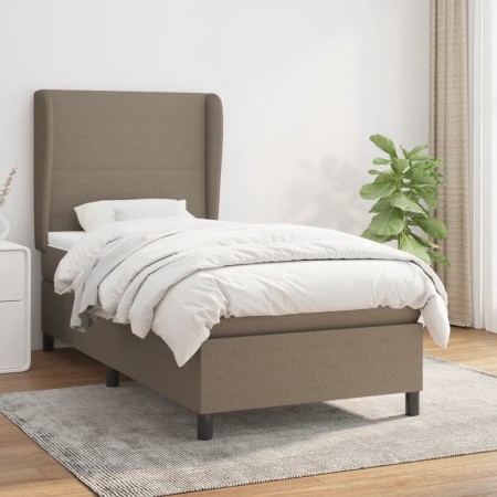 Cama box spring con colchón tela gris taupe 100x200 cm de vidaXL, Camas y somieres - Ref: Foro24-3127785, Precio: 395,48 €, D...
