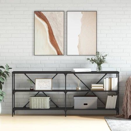 Mesa consola hierro y madera de ingeniería negro 180x30x75 cm de vidaXL, Mesas auxiliares - Ref: Foro24-832853, Precio: 76,22...