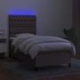 Cama box spring colchón y luces LED tela gris taupe 100x200 cm de vidaXL, Camas y somieres - Ref: Foro24-3135097, Precio: 403...