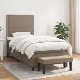 Cama box spring con colchón tela gris taupe 100x200 cm de vidaXL, Camas y somieres - Ref: Foro24-3136497, Precio: 387,43 €, D...