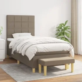 Box spring bed with taupe gray fabric mattress 100x200 cm by vidaXL, Beds and slatted bases - Ref: Foro24-3137137, Price: 398...