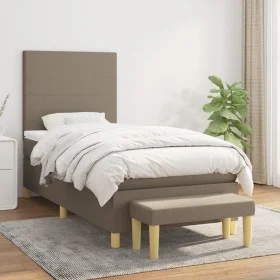 Cama box spring con colchón tela gris taupe 100x200 cm de vidaXL, Camas y somieres - Ref: Foro24-3136977, Precio: 391,87 €, D...