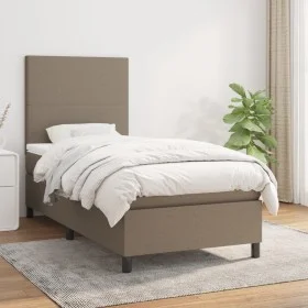 Box spring bed with taupe gray fabric mattress 100x200 cm by vidaXL, Beds and slatted bases - Ref: Foro24-3141597, Price: 372...