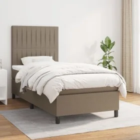 Box spring bed with taupe gray fabric mattress 100x200 cm by vidaXL, Beds and slatted bases - Ref: Foro24-3141917, Price: 353...