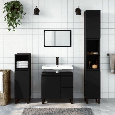 Juego de muebles de baño 3 pzas madera contrachapada negro de vidaXL, Muebles de baño - Ref: Foro24-3190230, Precio: 250,16 €...