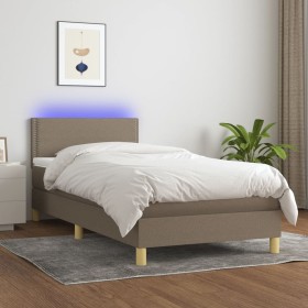 Cama box spring con colchón LED tela gris taupe 100x200 cm de vidaXL, Camas y somieres - Ref: Foro24-3133617, Precio: 337,86 ...