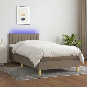 Cama box spring con colchón LED tela gris taupe 100x200 cm de vidaXL, Camas y somieres - Ref: Foro24-3133857, Precio: 344,62 ...