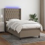 Cama box spring colchón y luces LED tela gris taupe 100x200 cm de vidaXL, Camas y somieres - Ref: Foro24-3138537, Precio: 413...