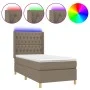 Box spring bed with mattress and LED lights taupe gray fabric 100x200 cm by vidaXL, Beds and slatted bases - Ref: Foro24-3139...