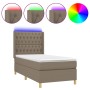 Cama box spring colchón y luces LED tela gris taupe 100x200 cm de vidaXL, Camas y somieres - Ref: Foro24-3139097, Precio: 405...