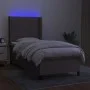 Box spring bed with mattress and LED lights taupe gray fabric 100x200 cm by vidaXL, Beds and slatted bases - Ref: Foro24-3138...