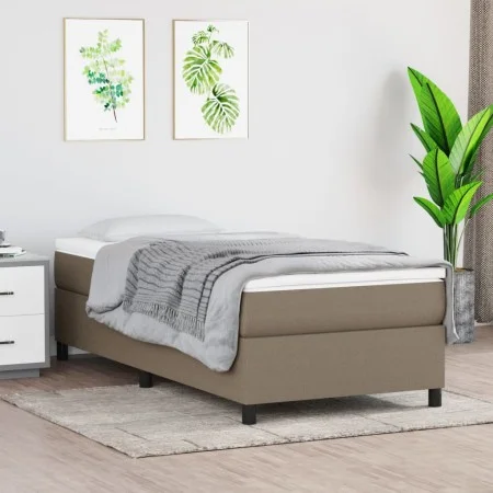 Box spring bed with taupe gray fabric mattress 100x200 cm by vidaXL, Beds and slatted bases - Ref: Foro24-3144403, Price: 308...