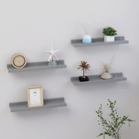 Estantes de pared 4 unidades gris 40x9x3 cm de vidaXL, Estantes y estanterías - Ref: Foro24-326674, Precio: 21,24 €, Descuent...