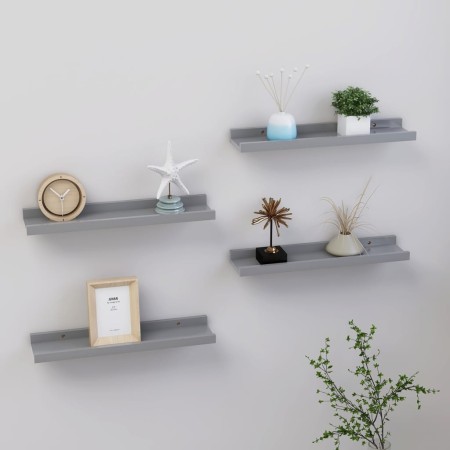Estantes de pared 4 unidades gris 40x9x3 cm de vidaXL, Estantes y estanterías - Ref: Foro24-326674, Precio: 21,24 €, Descuent...