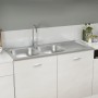 Fregadero de cocina doble seno acero inoxidable 1200x500x155 mm de vidaXL, Fregaderos - Ref: Foro24-147238, Precio: 158,73 €,...