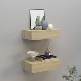 Wandregale mit Schublade 2 Stück MDF Eiche 40x23,5x10 cm von vidaXL, Regale und Regale - Ref: Foro24-330248, Preis: 85,57 €, ...