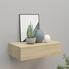 Estante con cajón de pared MDF roble 40x23,5x10 cm de vidaXL, Estantes y estanterías - Ref: Foro24-330247, Precio: 49,40 €, D...