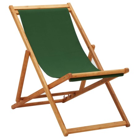 Silla de playa plegable madera de eucalipto y tela verde en Sillas de jardín | Comprar online en Foru.es