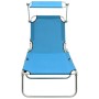 Tumbona plegable con toldo de acero azul turquesa en Tumbonas | Comprar online en Foru.es