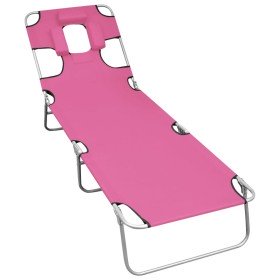 Tumbona plegable con cojín para la cabeza acero rosa magenta en Tumbonas | Comprar online en Foru.es