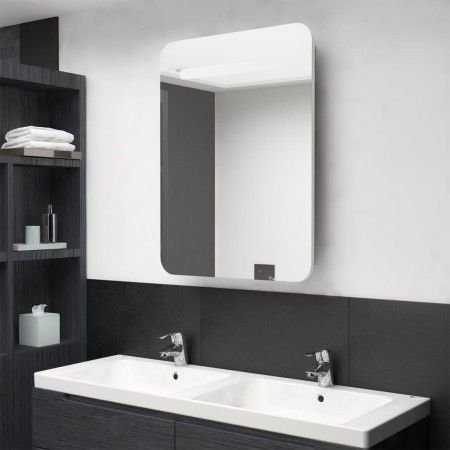 Armario de baño con espejo y LED blanco y roble 60x11x80 cm de vidaXL, Tocadores de baño - Ref: Foro24-326508, Precio: 122,20...