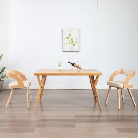 Sillas de comedor 2 uds madera curvada y cuero sintético crema de vidaXL, Sillas de comedor - Ref: Foro24-283104, Precio: 355...