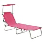 Tumbona plegable con toldo aluminio rosa en Tumbonas | Comprar online en Foru.es