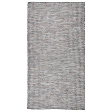 Alfombra de exterior de tejido plano marrón y azul 80x150 cm de vidaXL, Alfombras - Ref: Foro24-340813, Precio: 25,13 €, Desc...