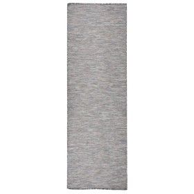 Alfombra de exterior de tejido plano marrón y azul 80x250 cm de vidaXL, Alfombras - Ref: Foro24-340814, Precio: 37,43 €, Desc...
