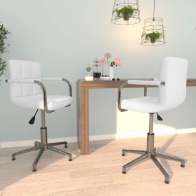 Sillas de comedor giratorias 2 unidades cuero sintético blanco de vidaXL, Sillas de comedor - Ref: Foro24-334759, Precio: 153...