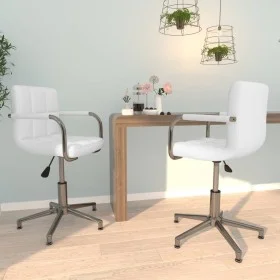 Sillas de comedor giratorias 2 unidades cuero sintético blanco de vidaXL, Sillas de comedor - Ref: Foro24-334759, Precio: 151...