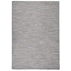 Alfombra de exterior de tejido plano marrón y azul 160x230 cm de vidaXL, Alfombras - Ref: Foro24-340818, Precio: 61,75 €, Des...