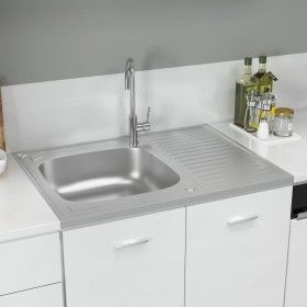 Fregadero de cocina con escurridor acero inox 800x600x155 mm de vidaXL, Fregaderos - Ref: Foro24-147233, Precio: 113,38 €, De...