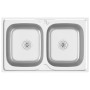 Fregadero de cocina doble seno acero inoxidable 800x500x155 mm de vidaXL, Fregaderos - Ref: Foro24-147234, Precio: 113,23 €, ...