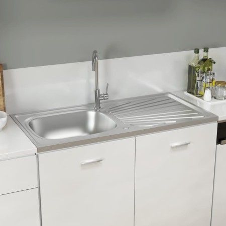 Fregadero de cocina con escurridor acero inox 1000x500x155 mm de vidaXL, Fregaderos - Ref: Foro24-147236, Precio: 146,63 €, D...