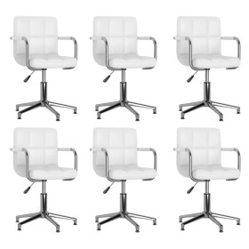 Sillas de comedor giratorias 6 unidades cuero sintético blanco de vidaXL, Sillas de comedor - Ref: Foro24-3088082, Precio: 44...