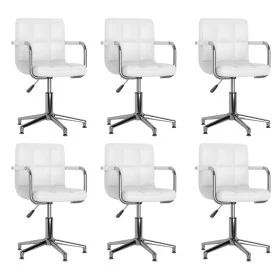 Sillas de comedor giratorias 6 unidades cuero sintético blanco de vidaXL, Sillas de comedor - Ref: Foro24-3088082, Precio: 43...