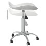 Taburete de salón de belleza de cuero sintético blanco de vidaXL, Sillas de peluquería - Ref: Foro24-323683, Precio: 57,03 €,...